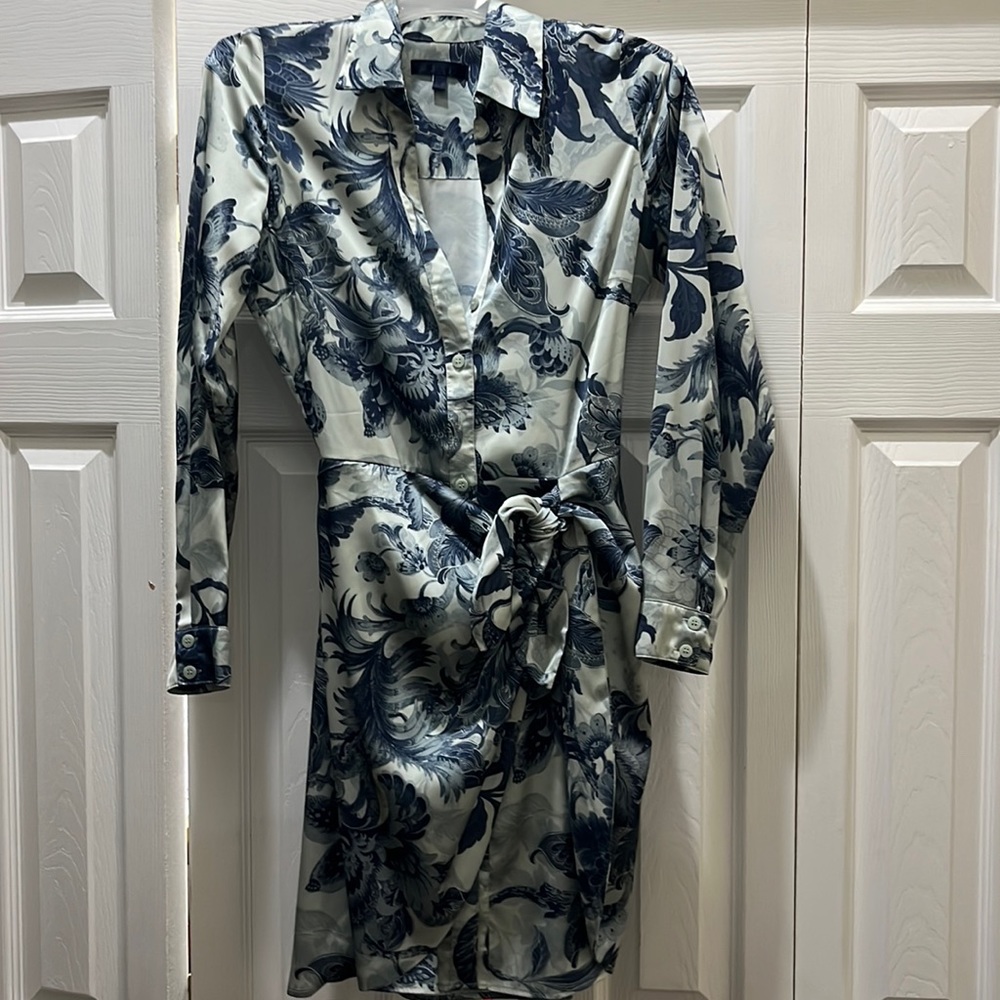 GUESS green and navy long sleeve dress